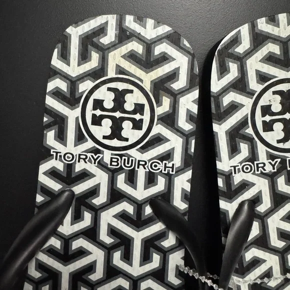 Tory Burch Geometric Black and White Sandals - Picture 3 of 3